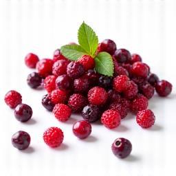 Fresh muntries berries native to Australia, small round fruits on a white background