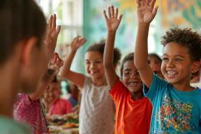 Children engaged in an interactive bush food workshop classroom